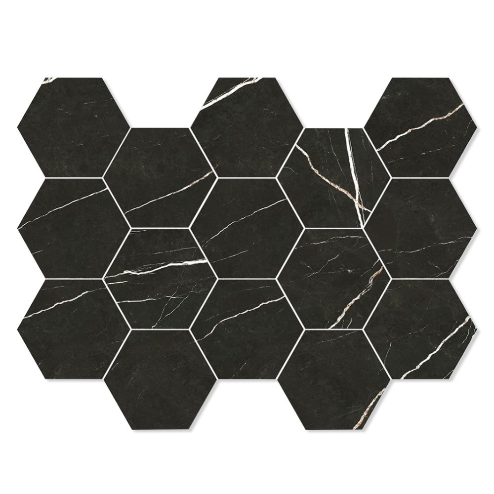 Mosaikk Gulvflis Prestige Svart Polert 33x23 cm